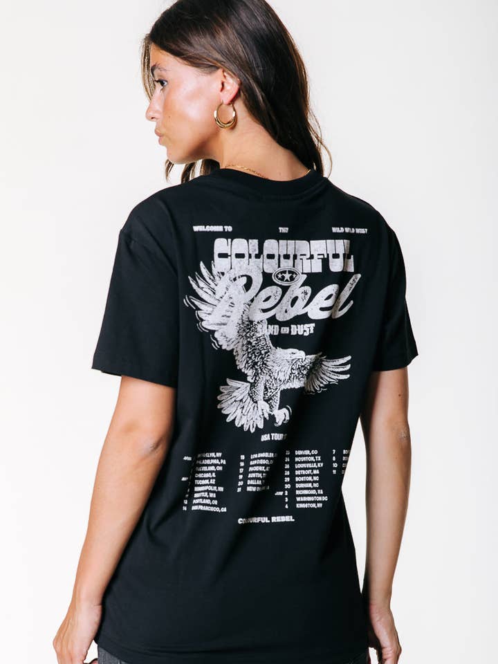 T-shirt ample Sand and Dust Tour | Noir pour la vente par Colourful Rebel