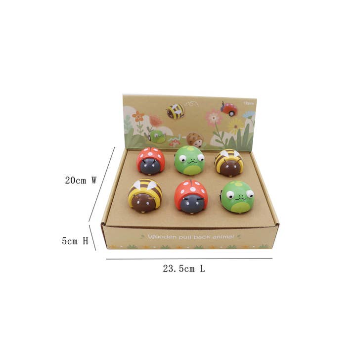 ToysLink - Wholesale Wood Toy - Kids - Wooden Pull Back Animal-Bee, Frog and Ladybug2