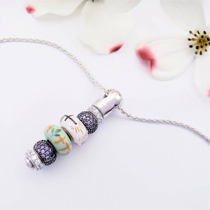 Fenton Glass Jewelry – wholesale Pendant/charm necklace – "John 8:32" and "Easter" Bead Pendant Necklace