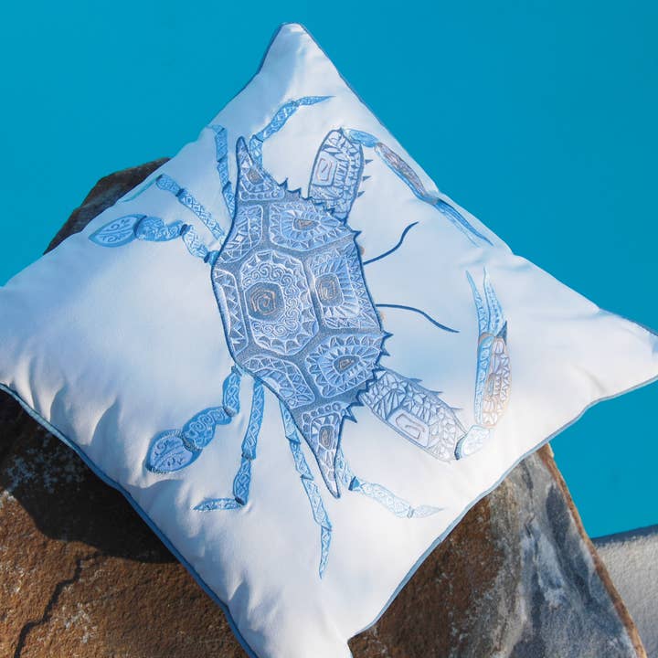 Rightside Design - Wholesale Throw/Decorative Pillow - Sea Glass Tribal Crab Indoor/Outdoor Throw Pillow3