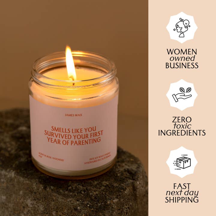 James Wax - Wholesale Jar/Filled Candle - Parent Gift First Year Parenting Survival Candle F1574