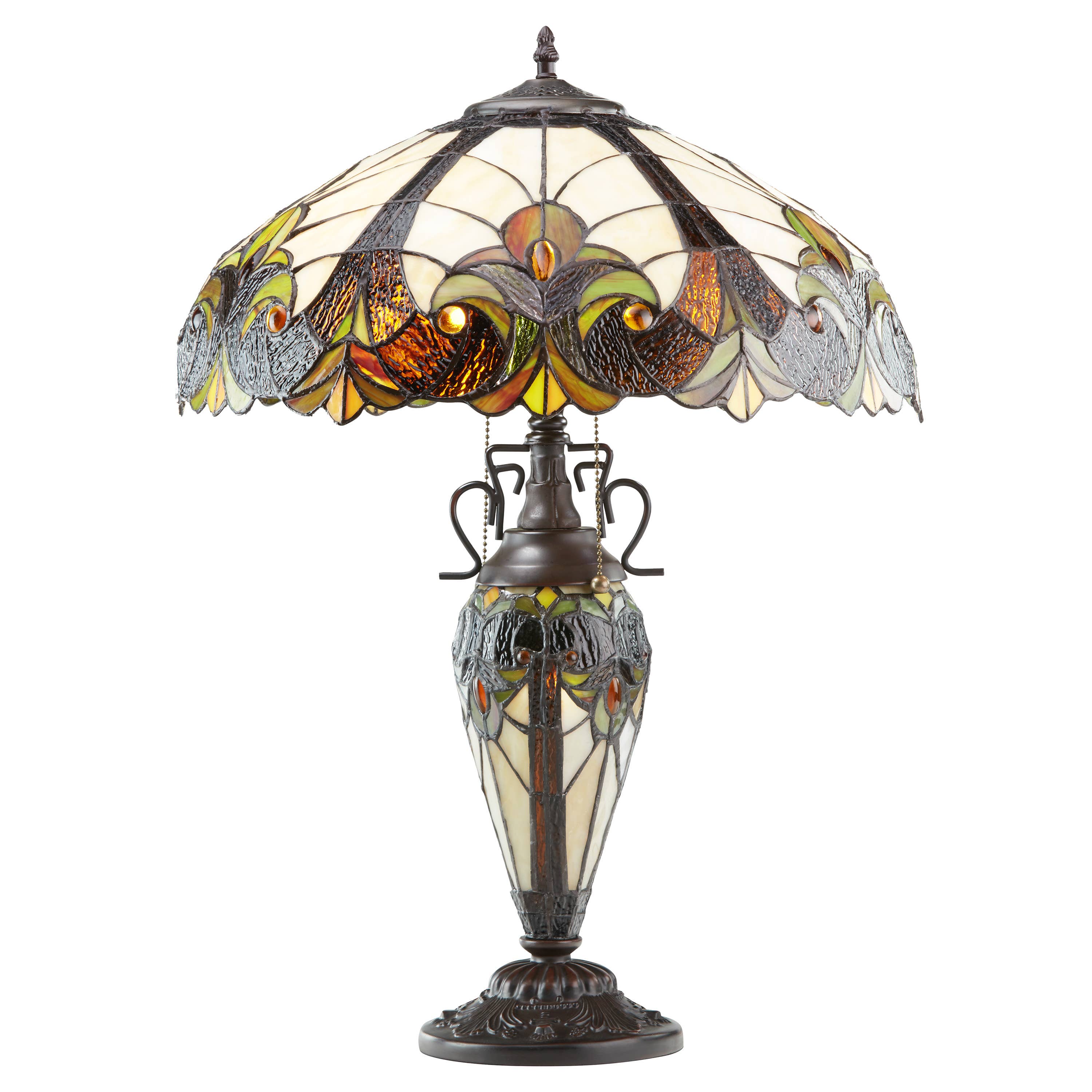 River of Goods - Wholesale Accent/Desk Lamp - 24.5"H Halston Amber Double Lit Stained Glass Table Lamp1