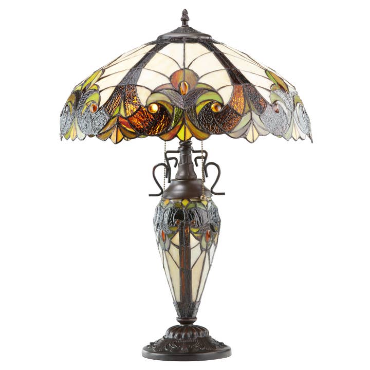 River of Goods - Wholesale Accent/Desk Lamp - 24.5"H Halston Amber Double Lit Stained Glass Table Lamp1