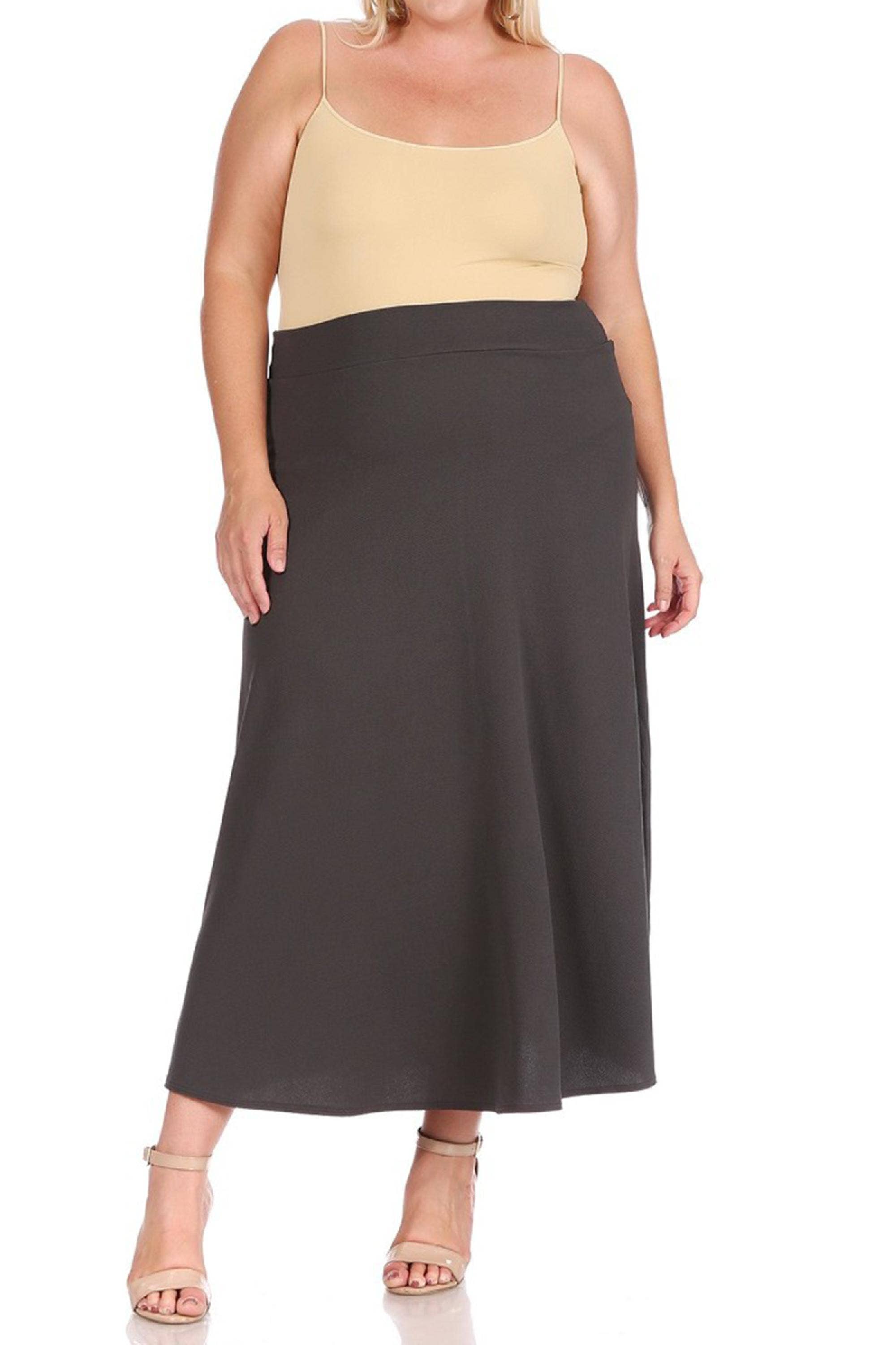 MOA COLLECTION - Wholesale Skirt - Women's - Women's Plus Size Flare A-line Long Skirt4