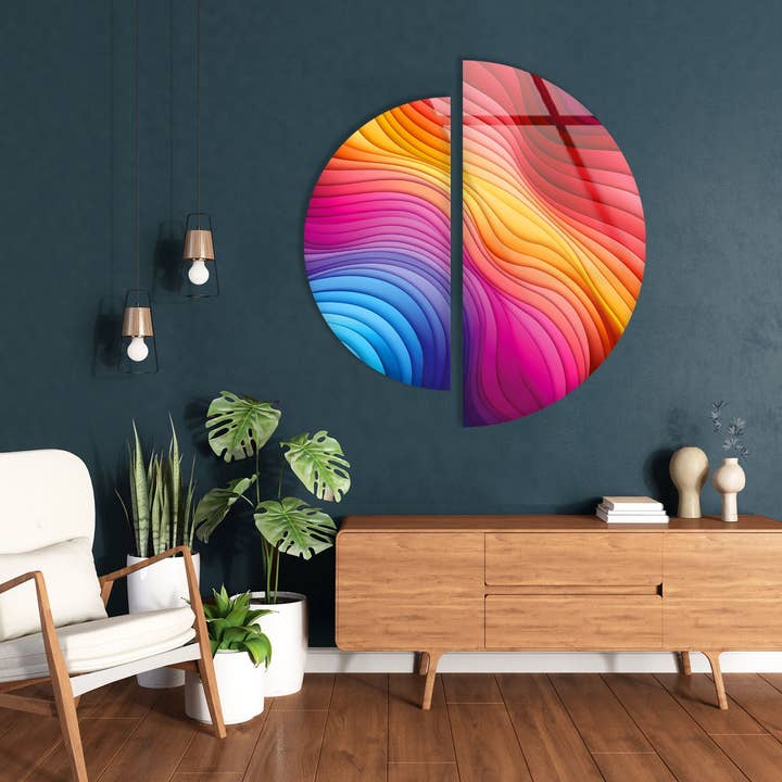 Ensemble d'art mural rond en verre trempé de 2 pièces pour la vente par MyPhotostation