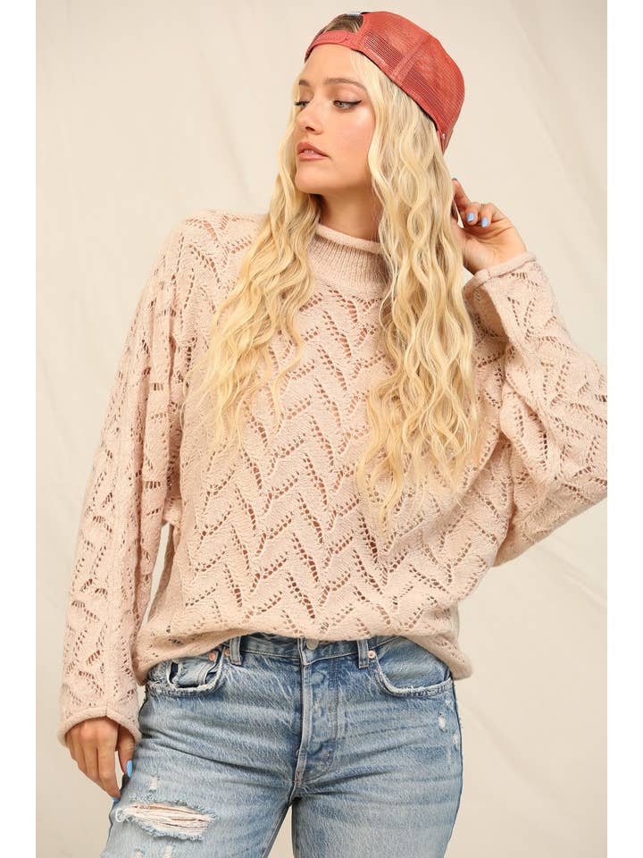 KyeMi - Wholesale Knit Sweater - Women's - An Openwork And Cable Knit Oversized Sweater9
