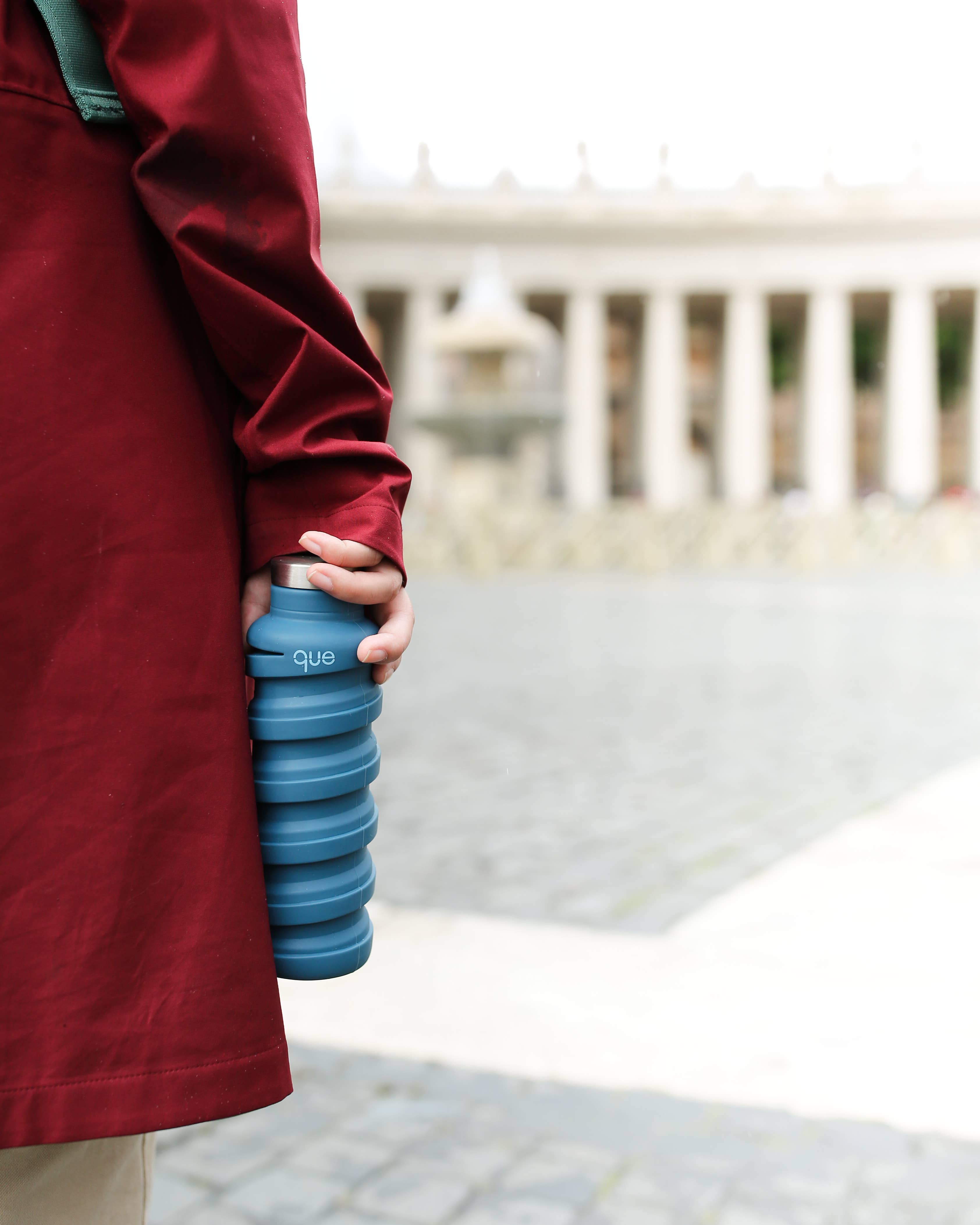 Que Factory - Wholesale Water Bottle - 20oz Collapsible Water Bottle - Steel Blue3