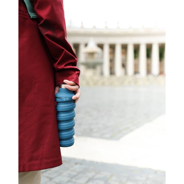 Que Factory – wholesale Water bottle – 20oz Collapsible Water Bottle - Steel Blue3