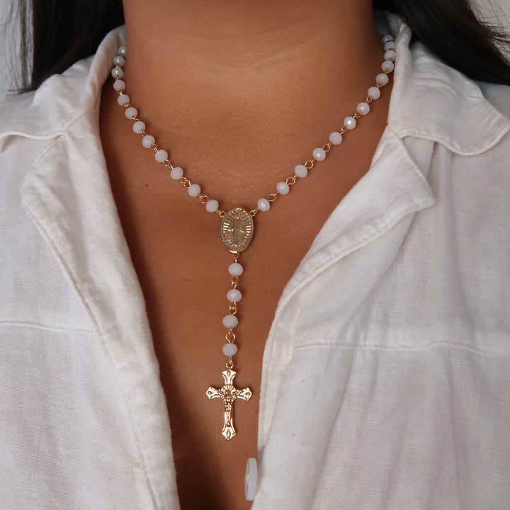 Weiße Perlenrosenkranzkette für den Großhandel von B Jewels By Brit