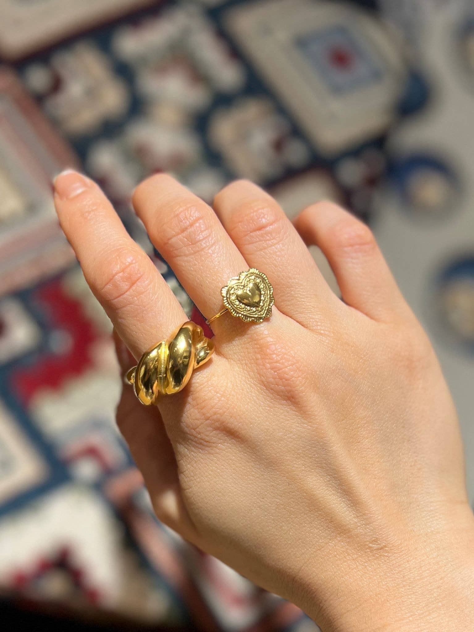 Cassette Barcelona - Vente Anneau/bague à empiler - Bague cœur bohème1