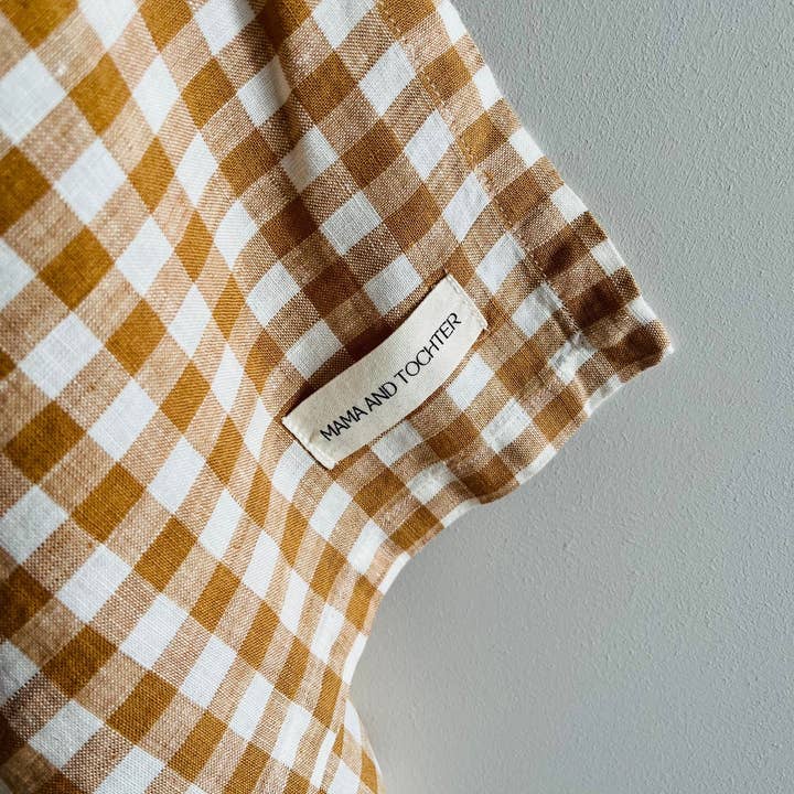 Mama and Tochter - Wholesale Tea Towel - Pure French Linen Tea Towel - Toffee Gingham Small