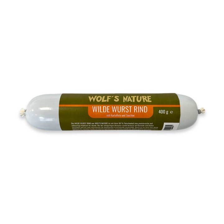 Wolf's Nature ® Vild Pølse Oksekød 400 g for engroshandel hos Lucky-Pet Handels- und Produktions GmbH