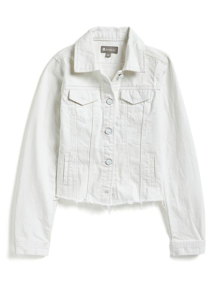 CHAQUETA VAQUERA CON DOBLADILLO SIN REMATAR PARA NIÑA/25318-F-KBYB para venta al por mayor de Tractr Jeans