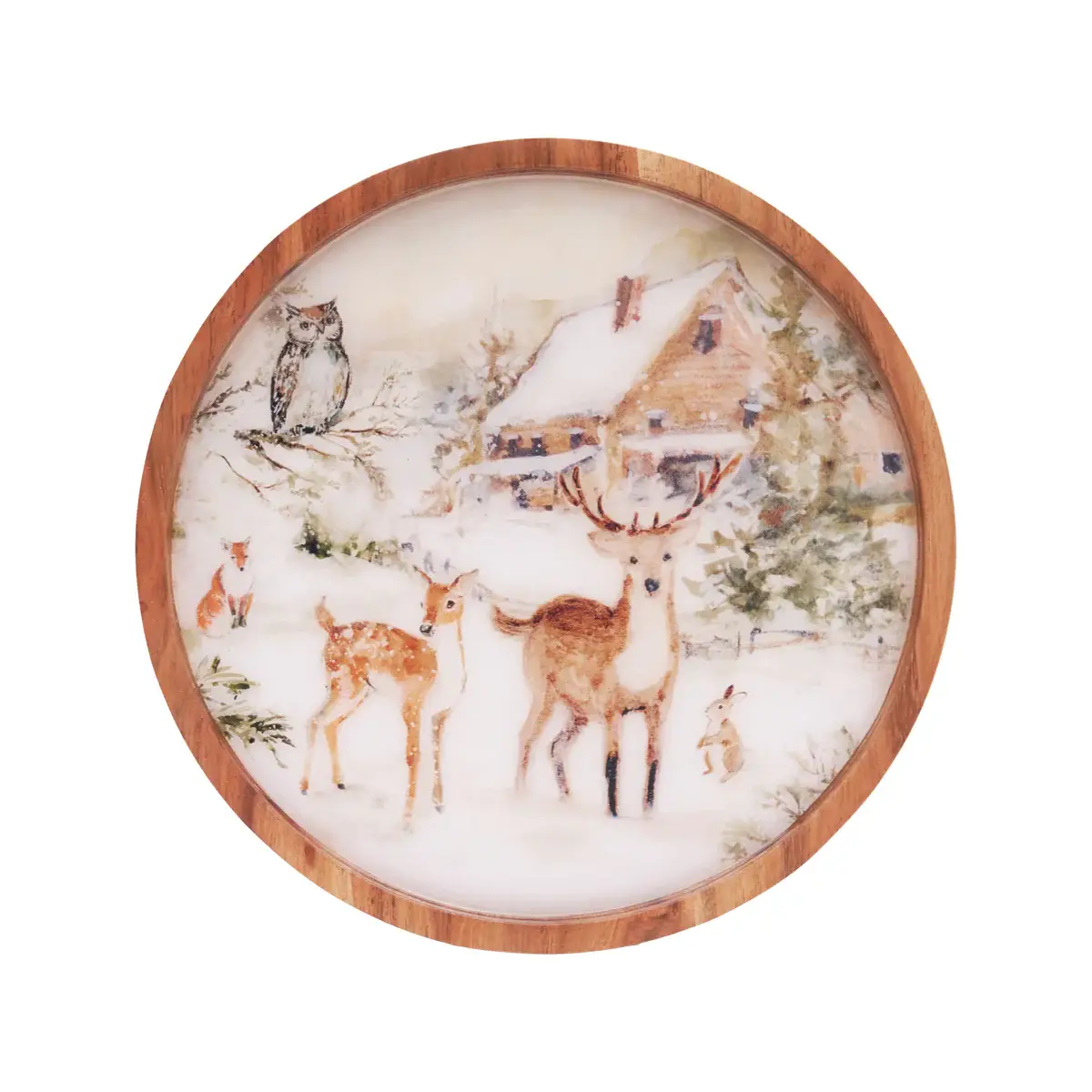 C&F Home - Wholesale Serving Tray - Christmas Winter Woodlands Wood Serving Tray0