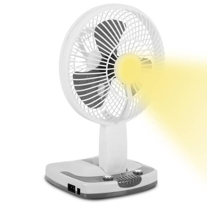 Rechargeable Desk & Wall Fan with LED Work Lamp for wholesale by Technical Pro