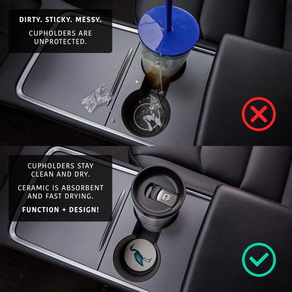 Love Local - Wholesale Car Coaster - Unisex - New England Water Color Heron Sand Piper| Absorbent Car Coasters | Set of 2 | Min 43