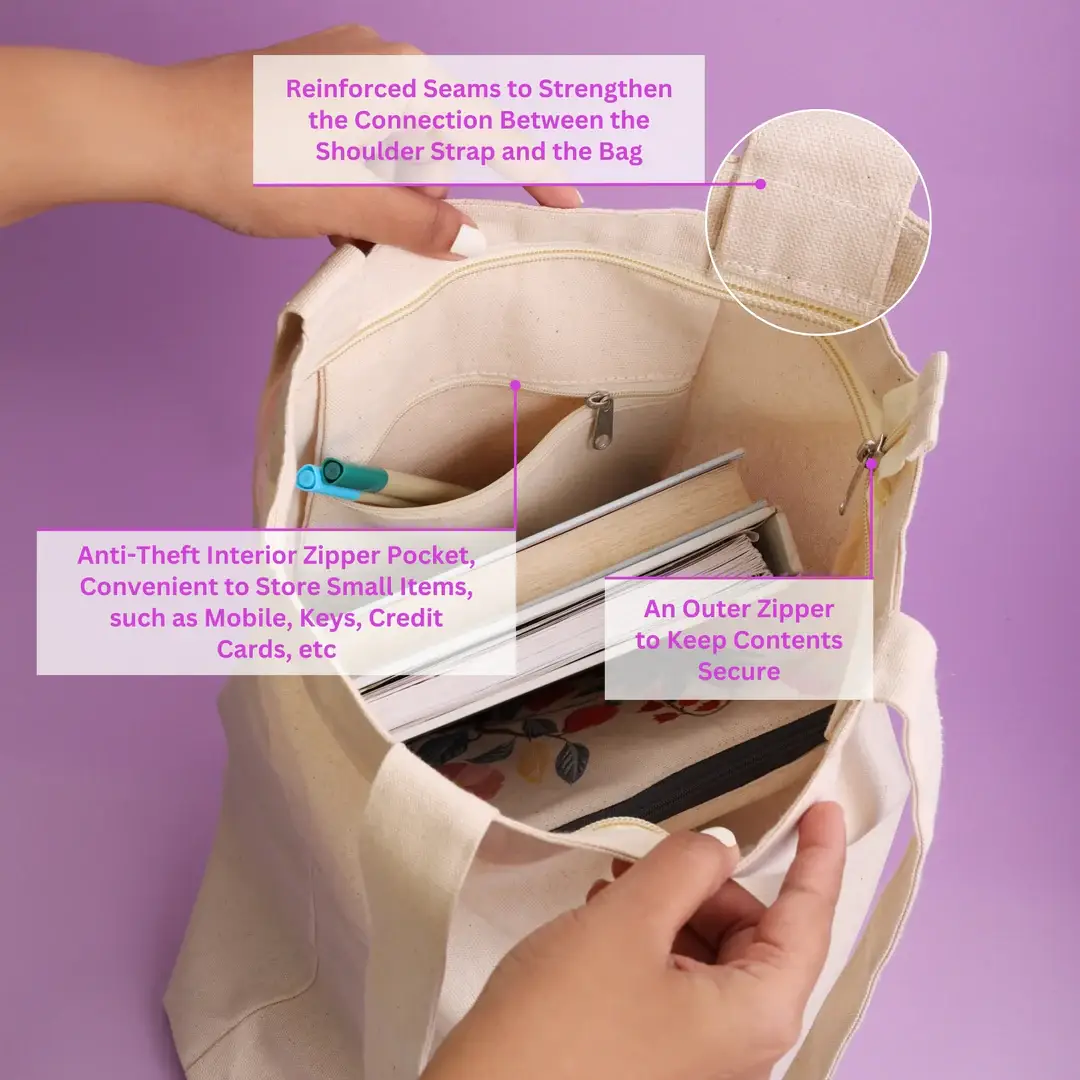 Doodle - Wholesale Tote Bag - Women's - Eco-Friendly Tote Bag - Canvas - 22 liters 38.5 x 35 cm7