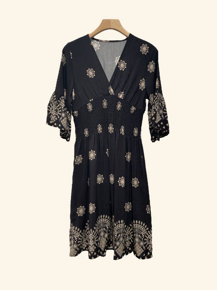 Nota bene - Wholesale Dress - Women's - Short smocked printed dress Art238653