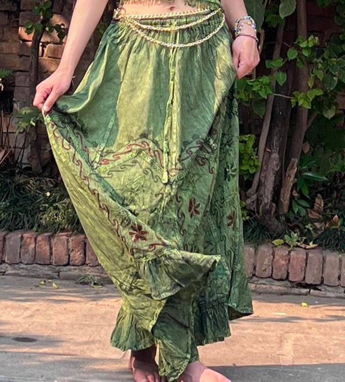 PuzzleStack - Wholesale Skirt - Women's - Pari Vintage Vibe Green Skirt3