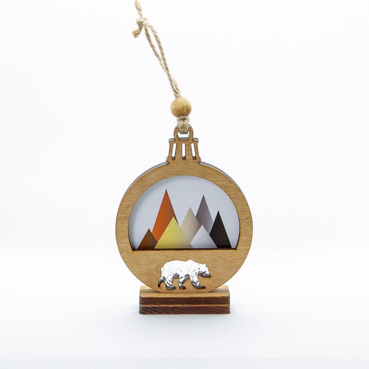 Bear Pride Mountain Ornament for wholesale by Beyond The Kerf