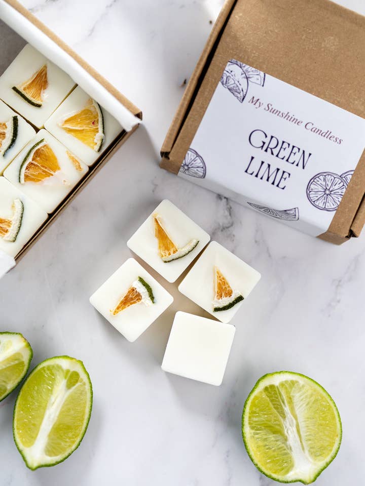 Grøn LIME voksmelter, Duftende sojavoksterninger, Gratis forsendelse for engroshandel hos MySunshineCandless