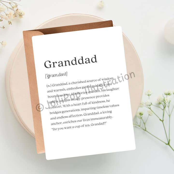 Dizionario - Nonno - Biglietto d'auguri per la vendita all'ingrosso da parte di JolliPop Illustration