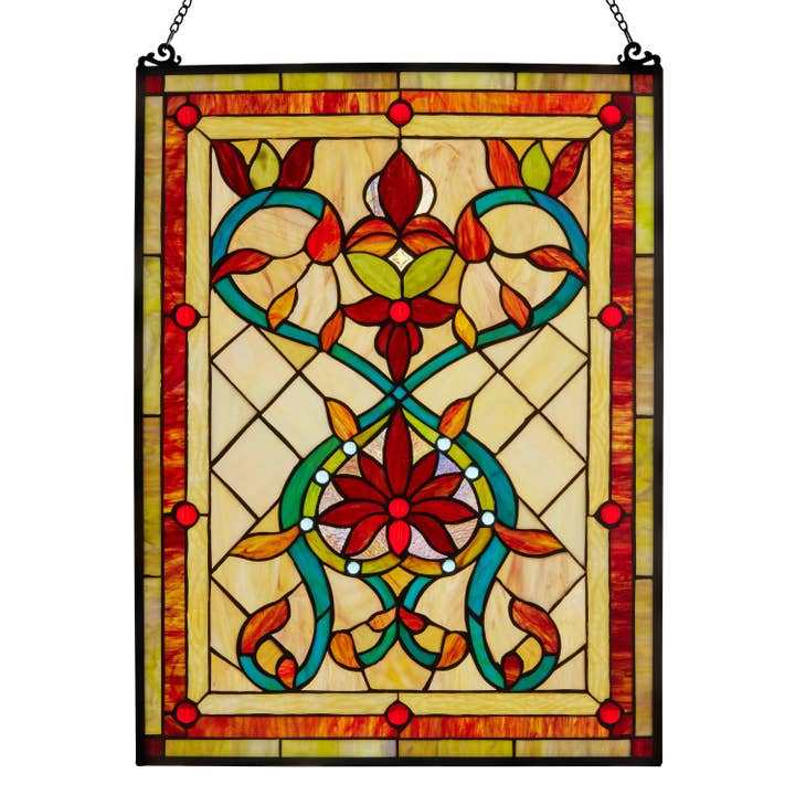 River of Goods - Wholesale Suncatcher - 24"H Clara Amber Stained Glass Window Panel