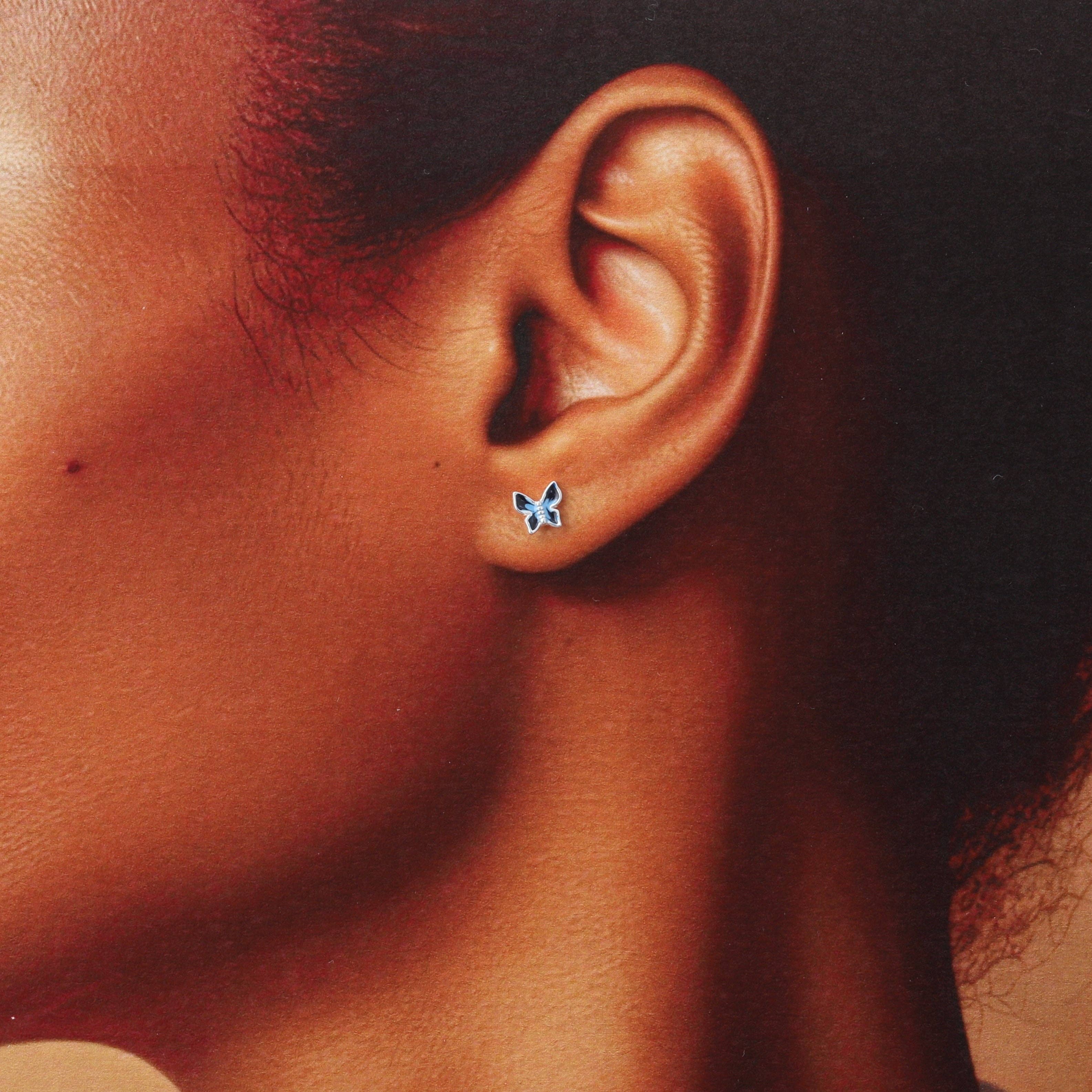 Attic creations - Wholesale Stud/Post Earrings - TT51109 FOR MY FRIEND Blue enamel butterfly earrings2