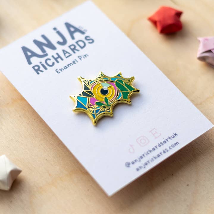 Tiger Eye Enamel Pin for wholesale by Anja Richards Art