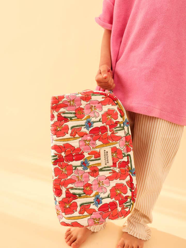 Rosa blomstret toilettaske for engroshandel hos Maison Augustin