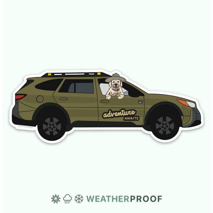 Bloom & Wander - Stickers and Gifts for Nature lovers! - Wholesale Sticker - Subaru Dog Stickers | Adventure Awaits | Camping Outdoor