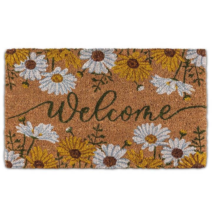 Welcome with Daisies Doormat-18x30"L for wholesale by Abbott