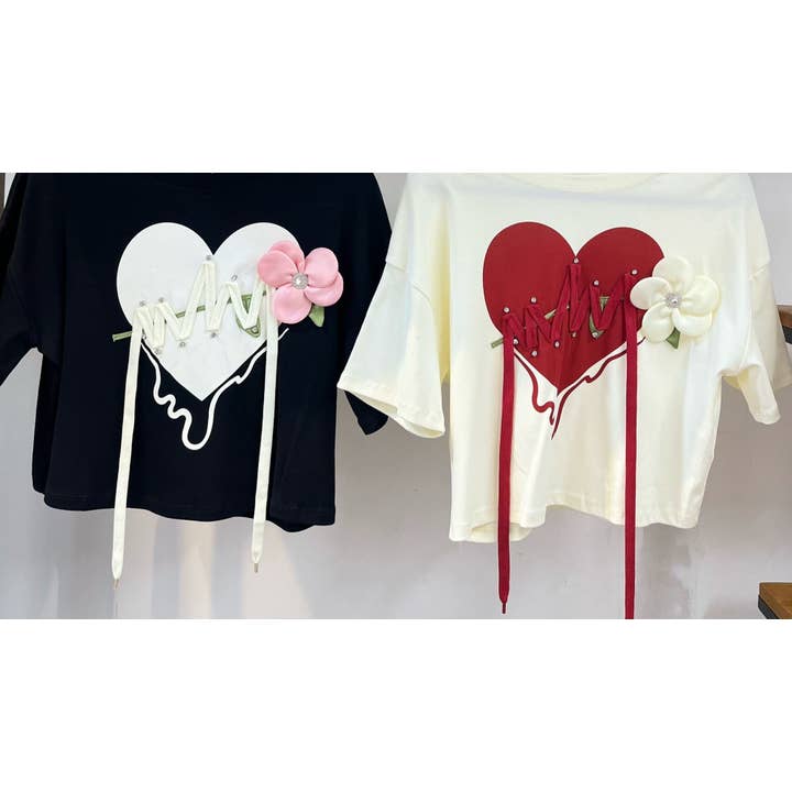 omgstyles - Wholesale T-Shirt - Women's - Stitched Heart Cropped T shirt9