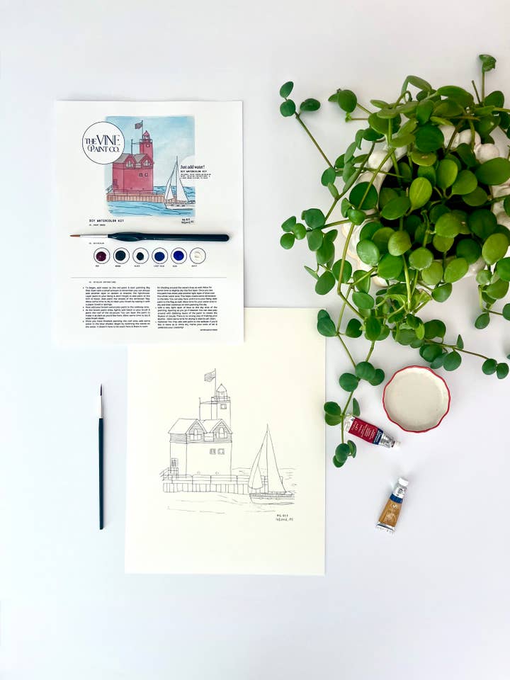 Grande Faro Rosso Holland, MI - Kit Fai-da-te Faro del Michigan per la vendita all'ingrosso da parte di The Vine Paint Co