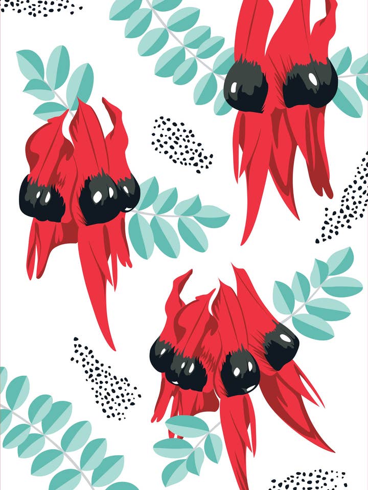 Tea Towel - Desert Pea for wholesale by Allgifts Australia