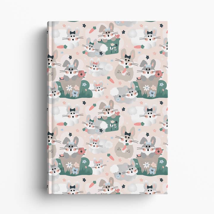 Caderno de Capa Dura com Coelhinhos e Vasos de Flores - A4 ou A5 por atacado de The Really Cute Stuff Company