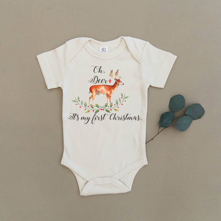 Urban Baby Co. - Wholesale Bodysuit (Non-Footed) - Baby - Oh Deer It's My First Christmas Organic Baby Onesie