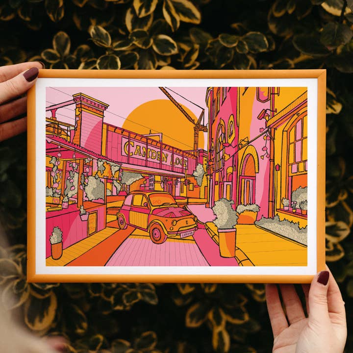 Camden Lock Art Print, kunst met een reisthema voor wholesale door Freya Niamh