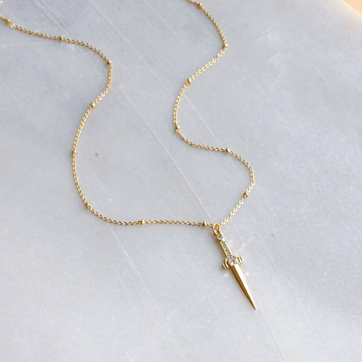 The Silver Wren - Wholesale Pendant/Charm Necklace - Gold Sword Pendant Necklace2
