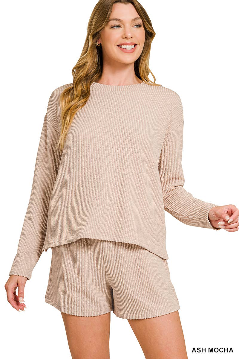 42POPS - Wholesale Lounge Set - Women's - Raised Rib Tee & Shorts 2PC Set 16