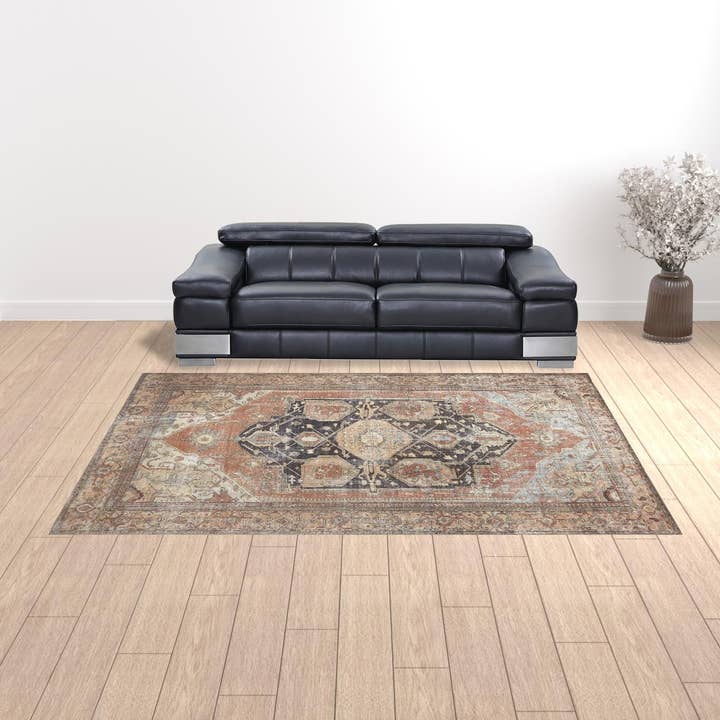 HomeRoots - Wholesale Area Rug - 9' X 12' Orange Brown And Taupe Abstract Area Rug1