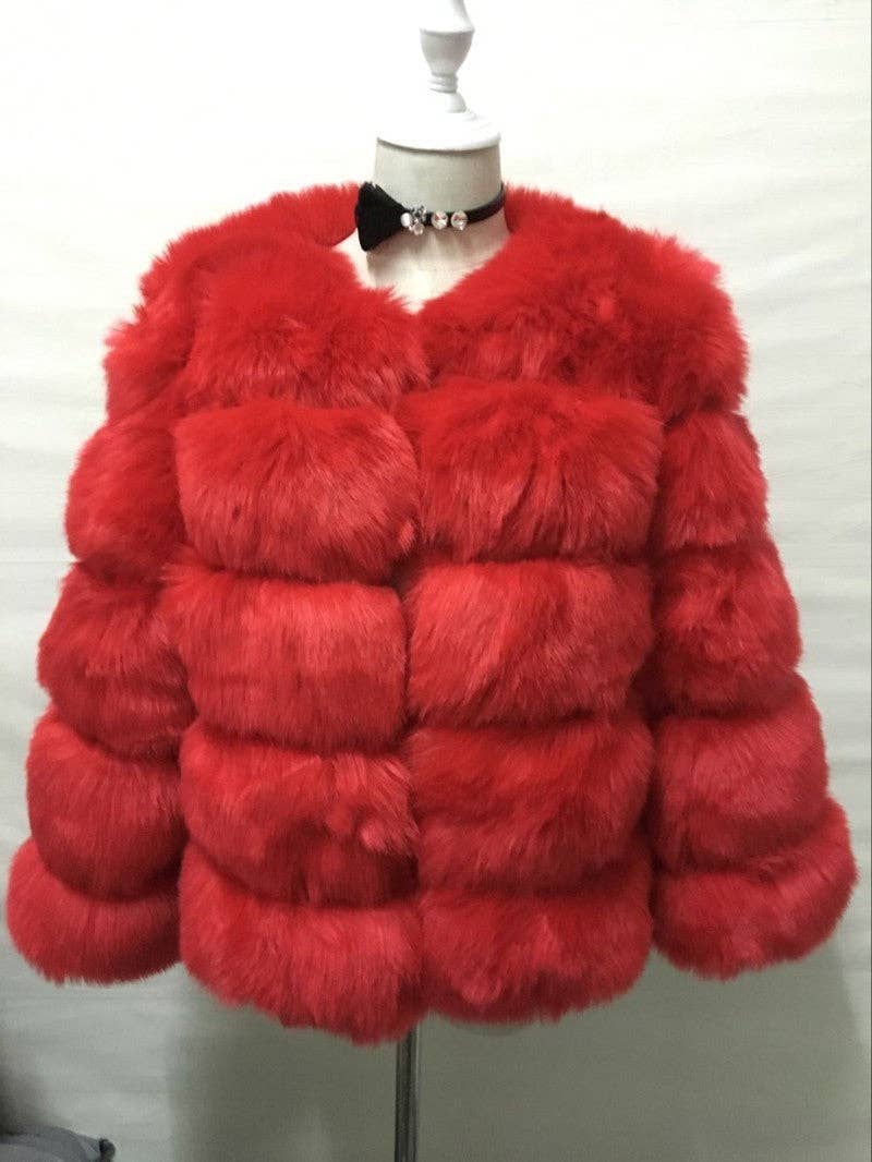 Marayn – wholesale Jacket – Women's – Luxury Faux Fox Fur Short Jacket for Women14