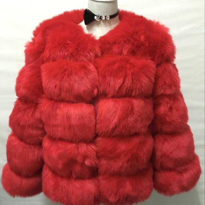 Marayn - Wholesale Jacket – Women's - Luxury Faux Fox Fur Short Jacket for Women14