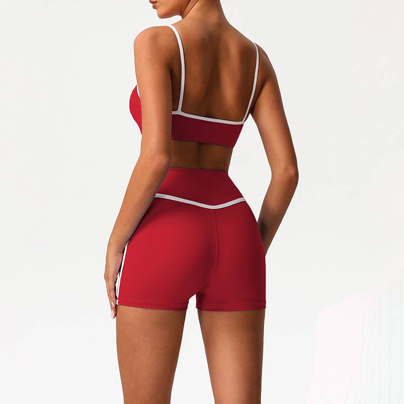 WONDERXFANS - Vente Ensemble de sport – femme - Ensemble 2 pièces : soutien-gorge à coussinets intégrés + short taille haute13