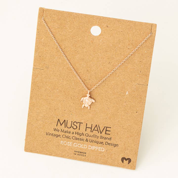 Fame Accessories - Wholesale Pendant/Charm Necklace - Dainty Turtle Charm Necklace