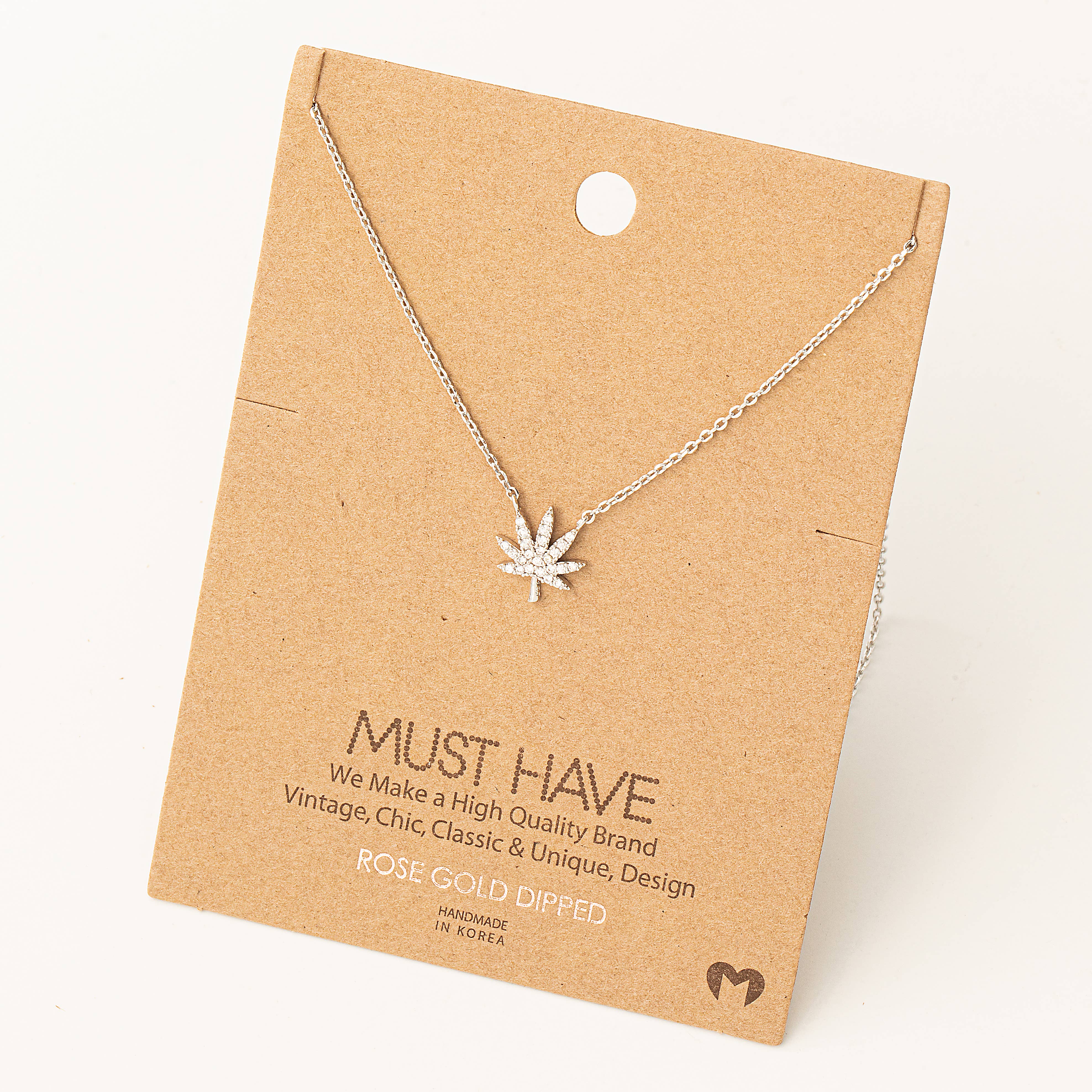 Fame Accessories - Wholesale Pendant/Charm Necklace - Jewel Cannabis Pendant Necklace3