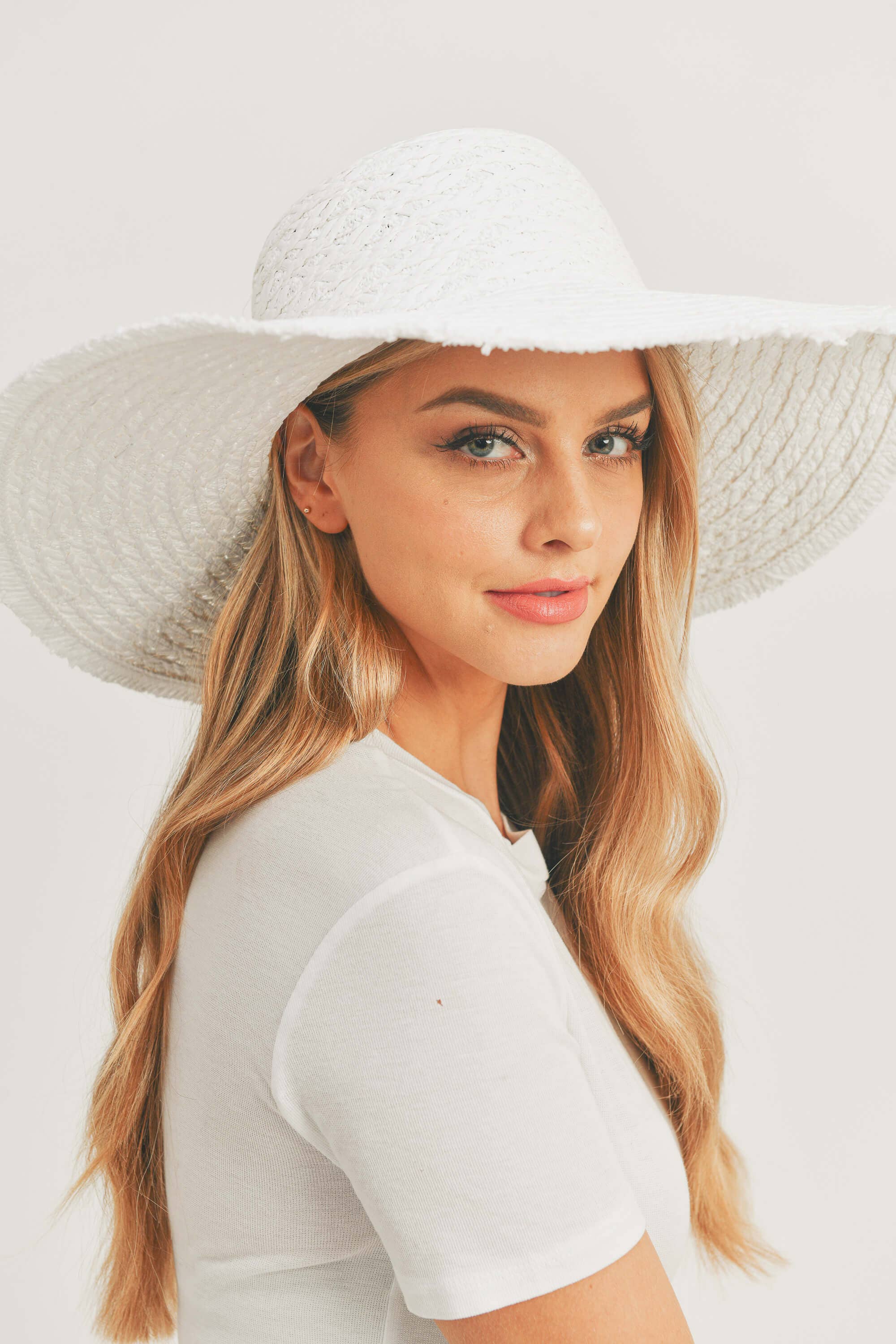 MiMi Wholesale - Wholesale Straw Hat - Women's - MH0095 Floppy Straw Sun Hat with Frayed Edges15