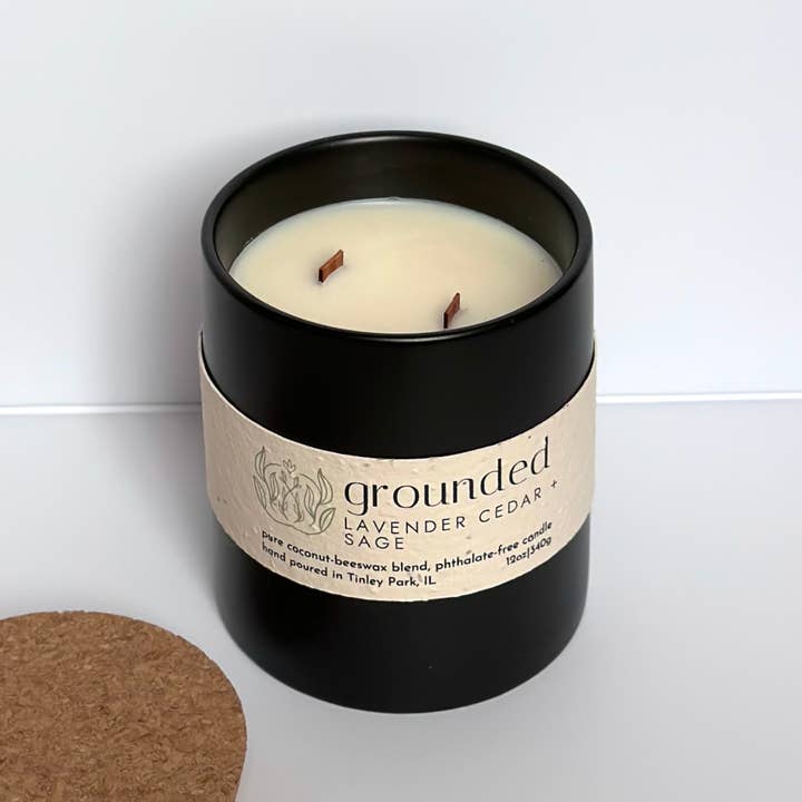 Sprig & Flame - Wholesale Jar/Filled Candle - GROUNDED | Pure Coconut Beeswax Hand-Poured Wood Wick Candle2