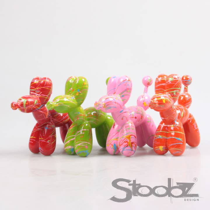 DOG BALLOON DOG 4 ASS F/R/G/O SPRAY 15 CM STOOBZ DESIGN for wholesale by Imhof & Stevens BV