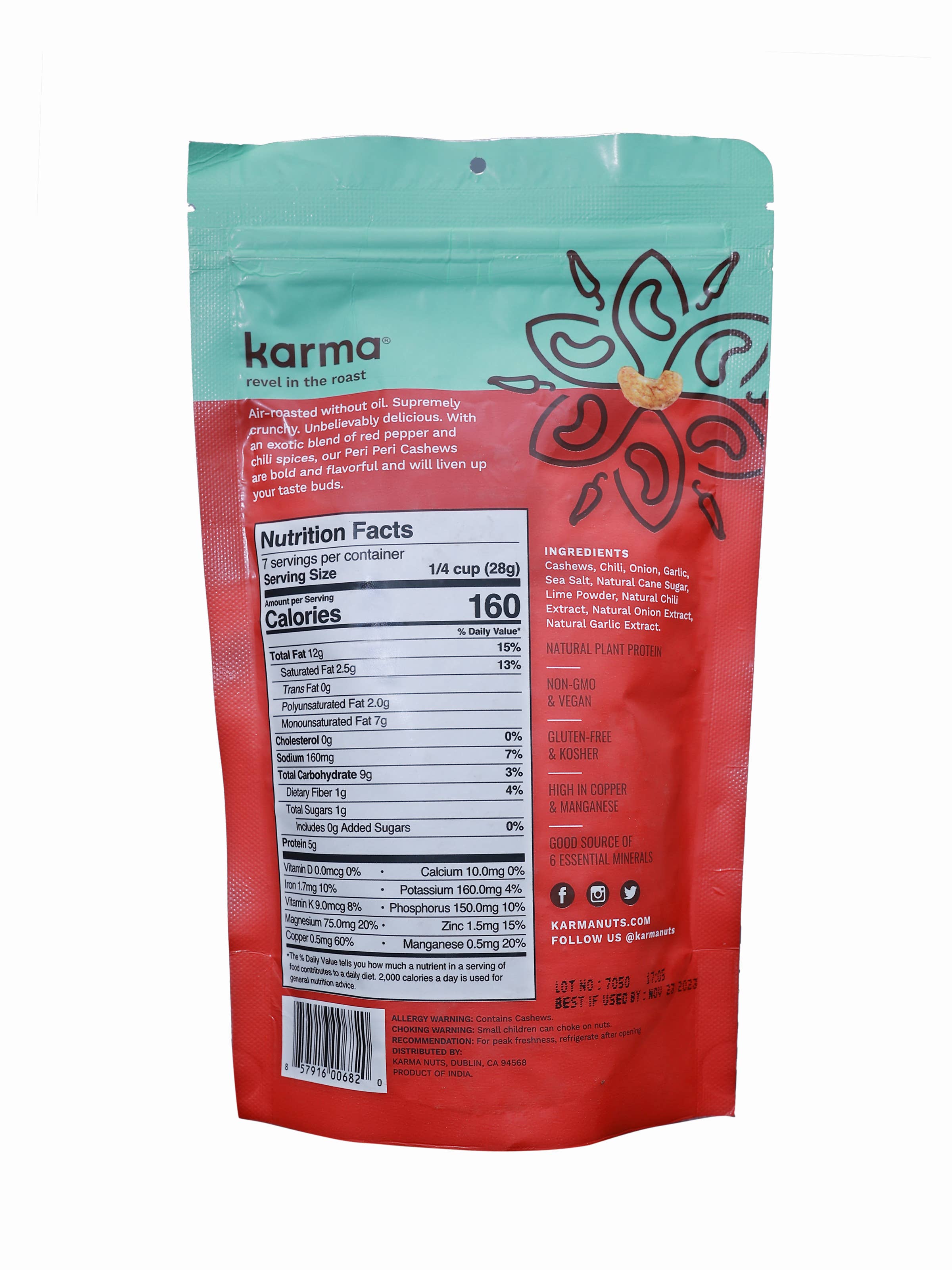 Karma Nuts - Wholesale Nuts - Peri Peri Roasted Cashews 7oz1